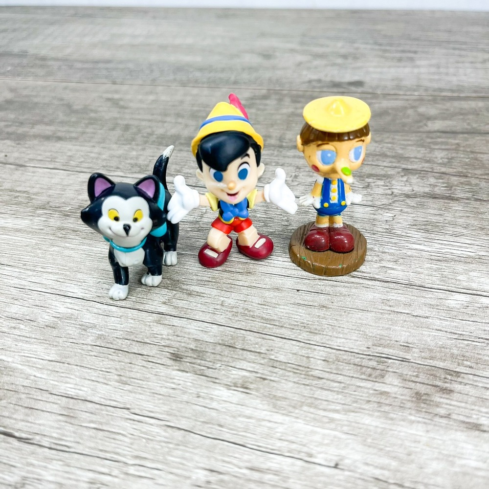 Disney Pinocchio Figaro Mini Figure Lot PVC Cake Toppers 2 Inch 3 Piece Set